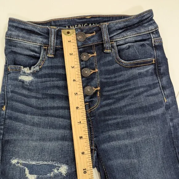 American Eagle Hi Rise Jeans Jegging with distressed details Super Stretch Skinn - Picture 8 of 15